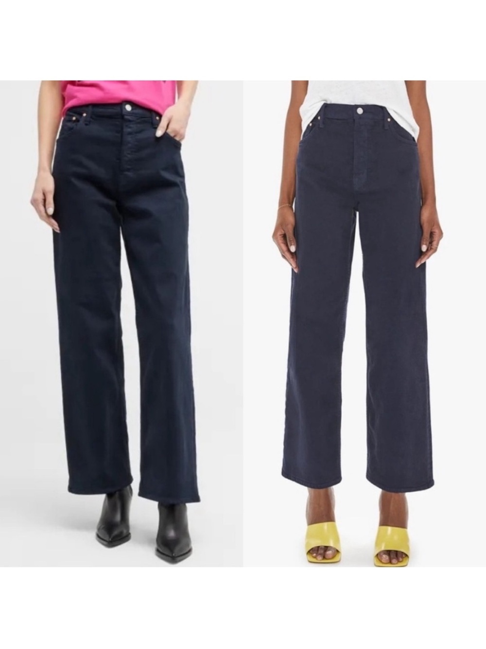 MOTHER Wide Leg Flare Jeans in Navy